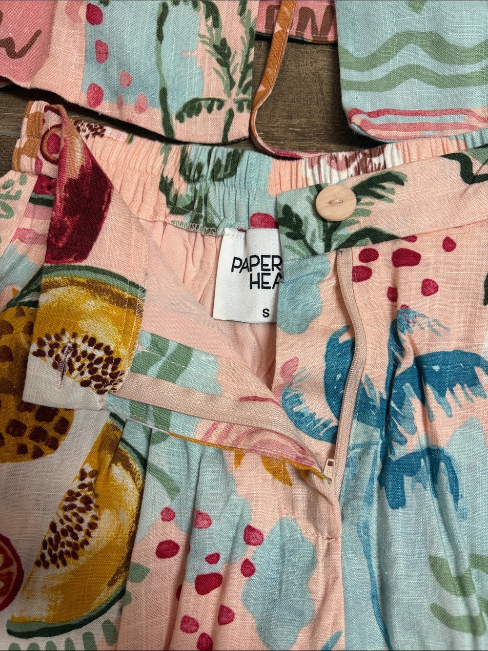 Paper Heart Fruit Print Two-Piece Set in Pastel Pink & Aqua - Picture 2 of 7